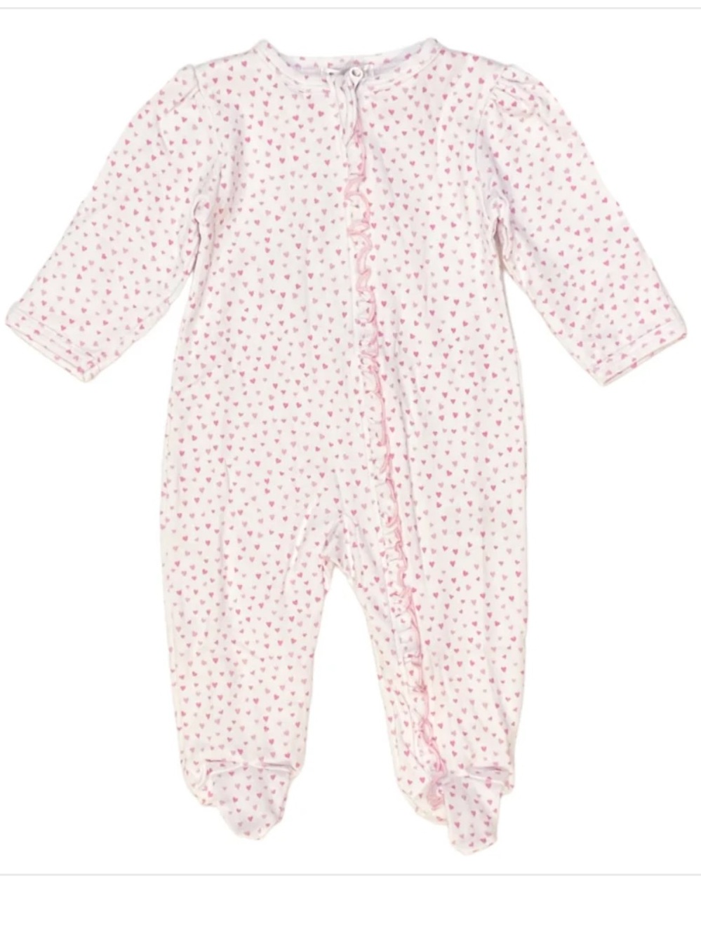 Kissy Kissy Pink Heart Ruffle Footie NB